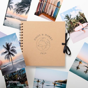 Álbum de recortes de aventuras Álbum de recuerdos fotográfico de viajes personalizado Álbum de recortes de globos Álbum de fotos de vacaciones Libro de entradas Libro personalizado de 8"