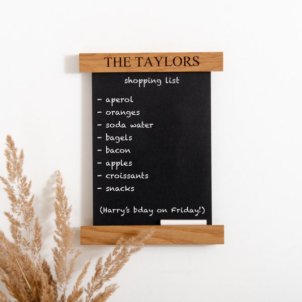 Personalised Chalkboard Wooden Family Kitchen Chalkboard Floating Framed Notice Board Shopping List Personalised Family Gift Chalk Board