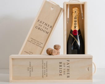 Set of 2 Father of the Bride & Groom Bottle Boxes | Personalised Wedding Keepsakes