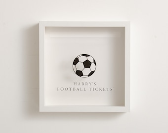 Spersonalizowane pudełko pamiątkowe z biletami na mecz piłki nożnej | Pamiątka drużyny | Kolekcja ramek do zdjęć