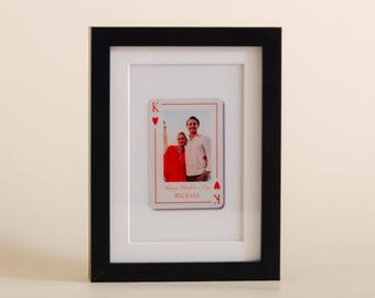Personalisierter Valentinstag Spielkarte Fotorahmen | Geschenk für Freundin oder Freund