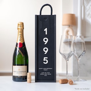 Regalo personalizzato per il 30° compleanno – Scatola per vino in legno personalizzata – Ricordo importante per lui o per lei – Scatola regalo con bottiglia di champagne
