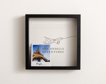 Personalised Plane Travel Adventures Memory Box | Ticket & Photo Frame Keepsake