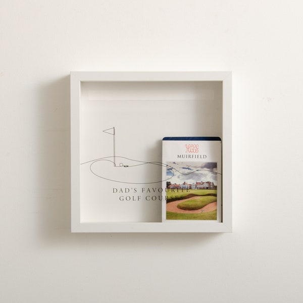 Boîte souvenir de golf Cartes de score de golf personnalisées Tees Ticket Collection de cadres photo Souvenirs de voyage Cadeau pour lui Pour les papas Golf