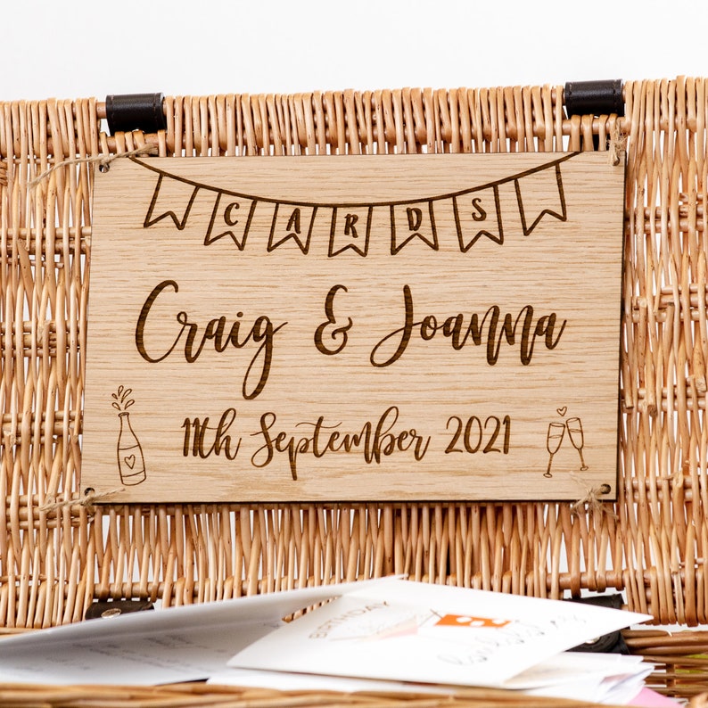 Wedding Hamper Personalised Wedding Card Box Wicker Basket For Cards Wedding Hamper Card PostBox Keepsake Wedding Engagement Gift For Couple