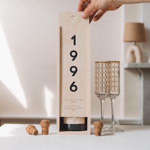 Personalised 30th Birthday Gift – Custom Wooden Wine Box – Milestone Keepsake for Him or Her – Champagne Bottle Gift Box image 6