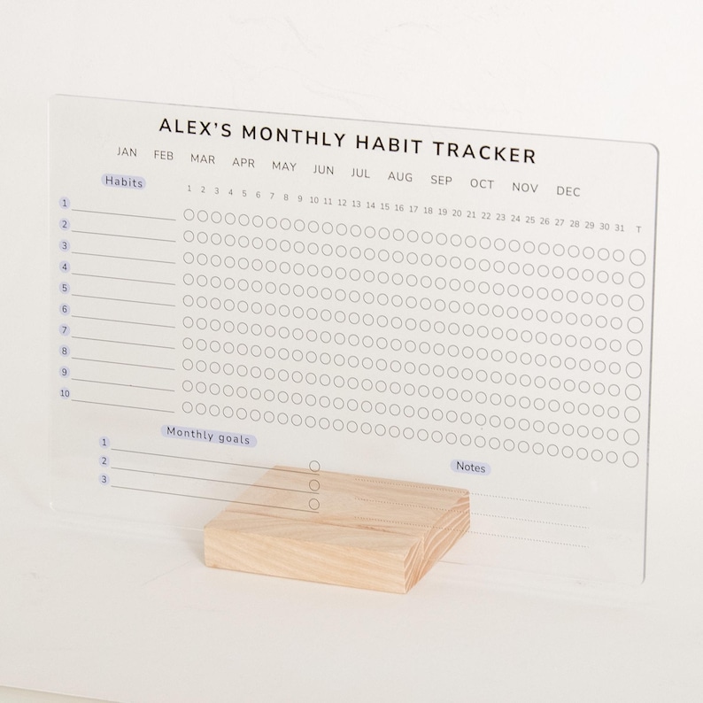 Monthly Habit Tracker Sign Monthly Planner Habit Journal Stand Desk Organiser Acrylic Weekly Daily Yearly Wipable Reusable Calendar 2025