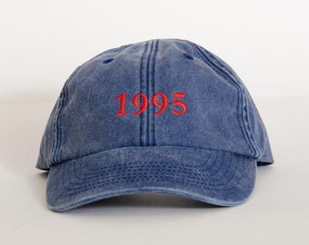 Personalisierte Vintage Jahr Cap | Benutzerdefinierte Jahr Geburtstag gestickter Text Hut | Gewaschene Baumwollmütze | Unisex verstellbare Mütze | Geschenk für Sie oder Ihn