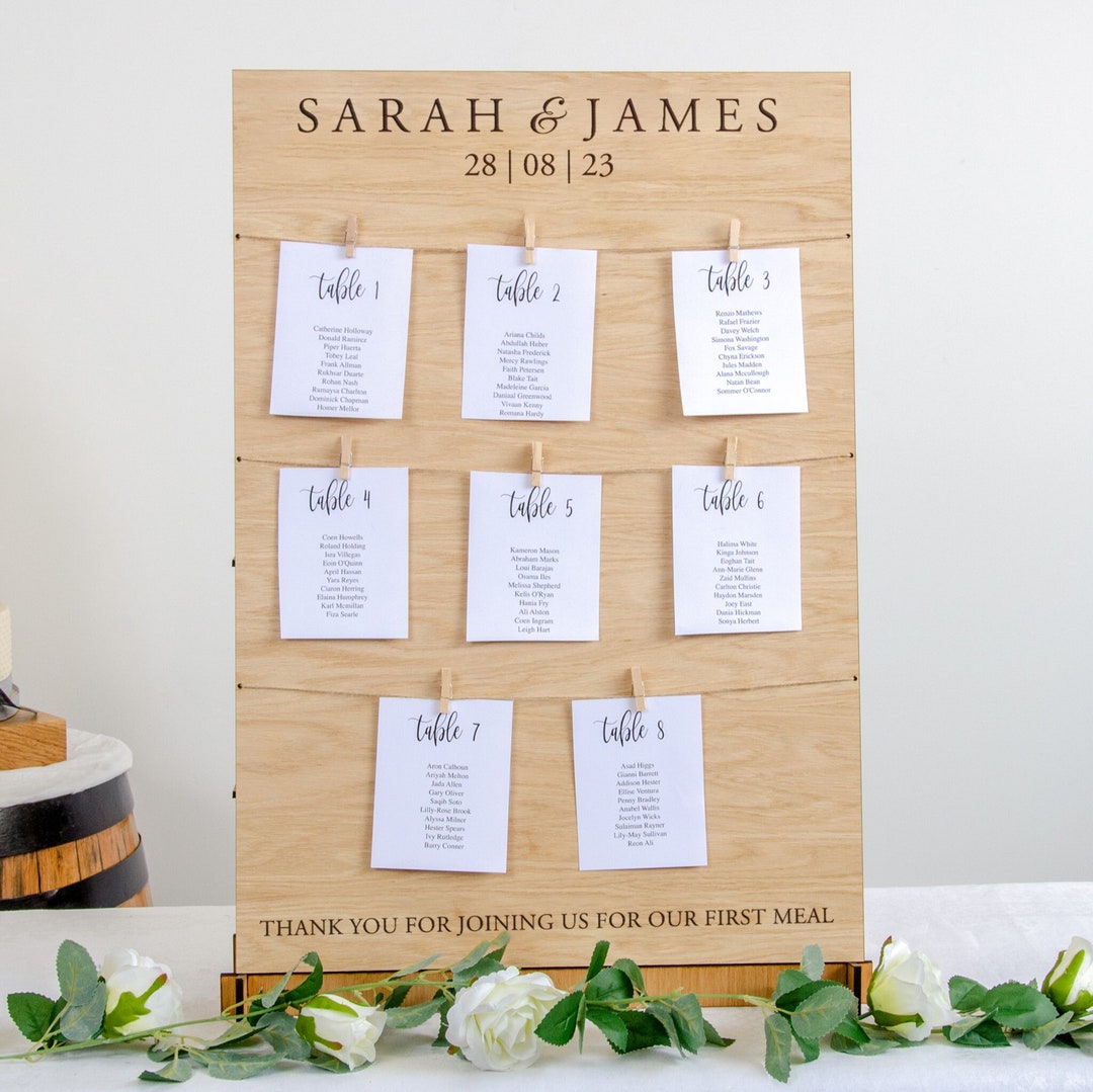 Personalized Wooden Wedding Table Plan Sign With Clips - Etsy