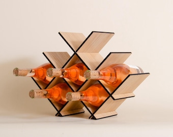 Wooden Wine Rack | Handmade 8 Bottle Scandinavian Design Wine Display