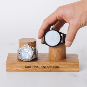 Personalised Oak Watch Stand Solid Oak Walnut Wooden Watch Jewellery Display Stand Premium Gifts For Him Jewellery Holder Display Stand
