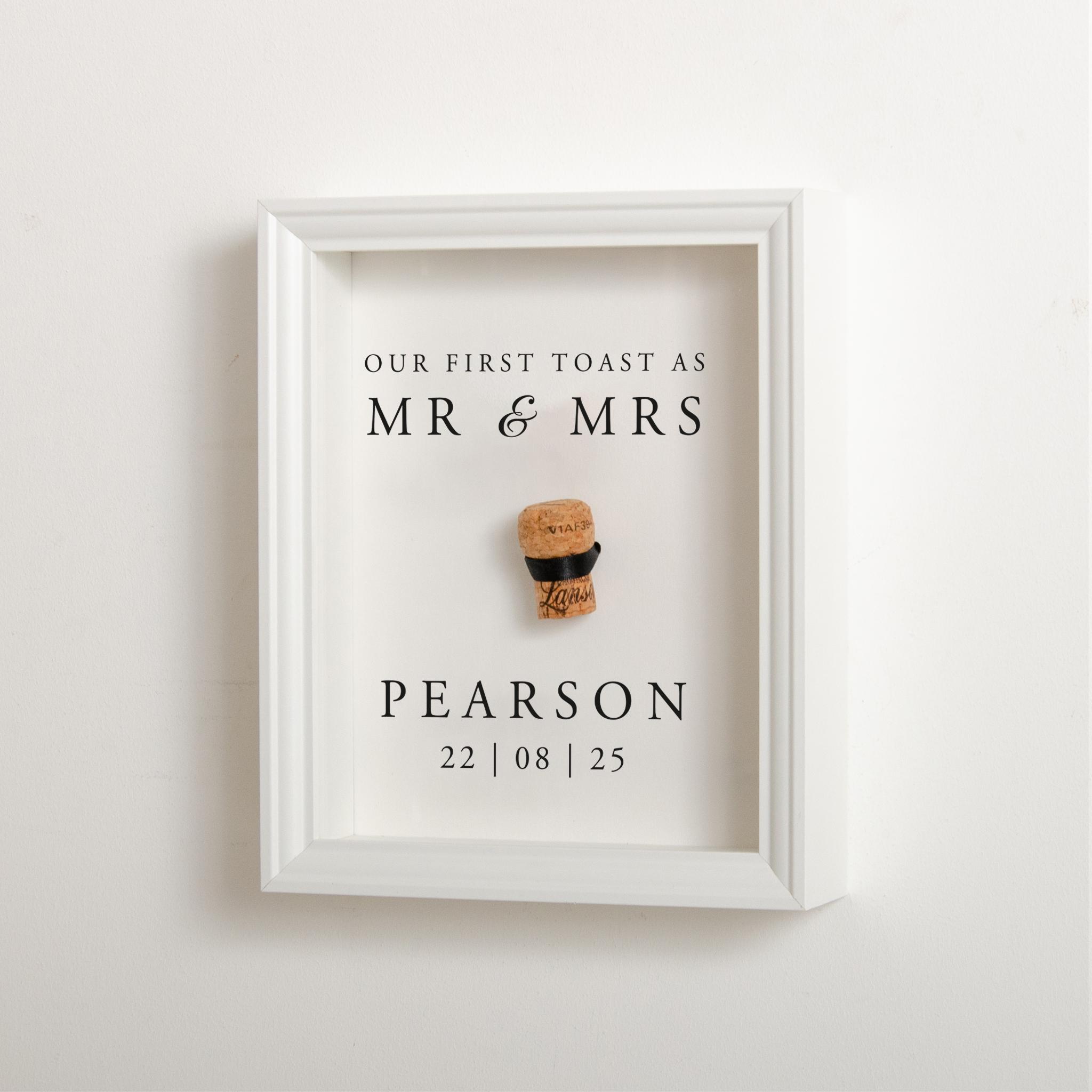 Memory Toast Personalised Mr & Mrs First Toast Cork Saver Memory Box | Engagement or ...