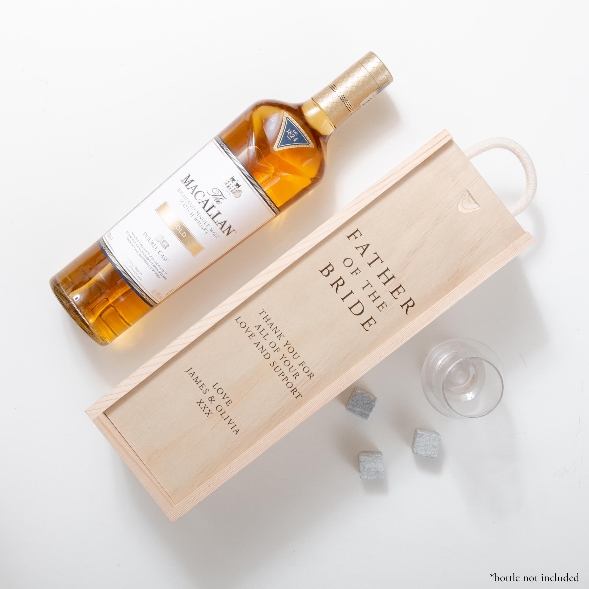 Father Of The Groom Personalised Bottle Box | Father Of The Bride Wedding Gift | Champagne Wooden Wine Whisky Bottle Box Wedding Gift
