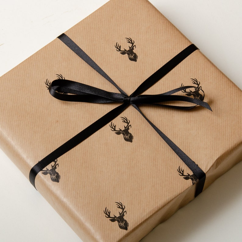High quality gift wrapping kraft brown paper with stags