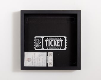 Ticket Memory box Frame For Tickets Personalised Admit One Admit Two Travel Tickets Memories Ticket Holder Personalised Frame Collector