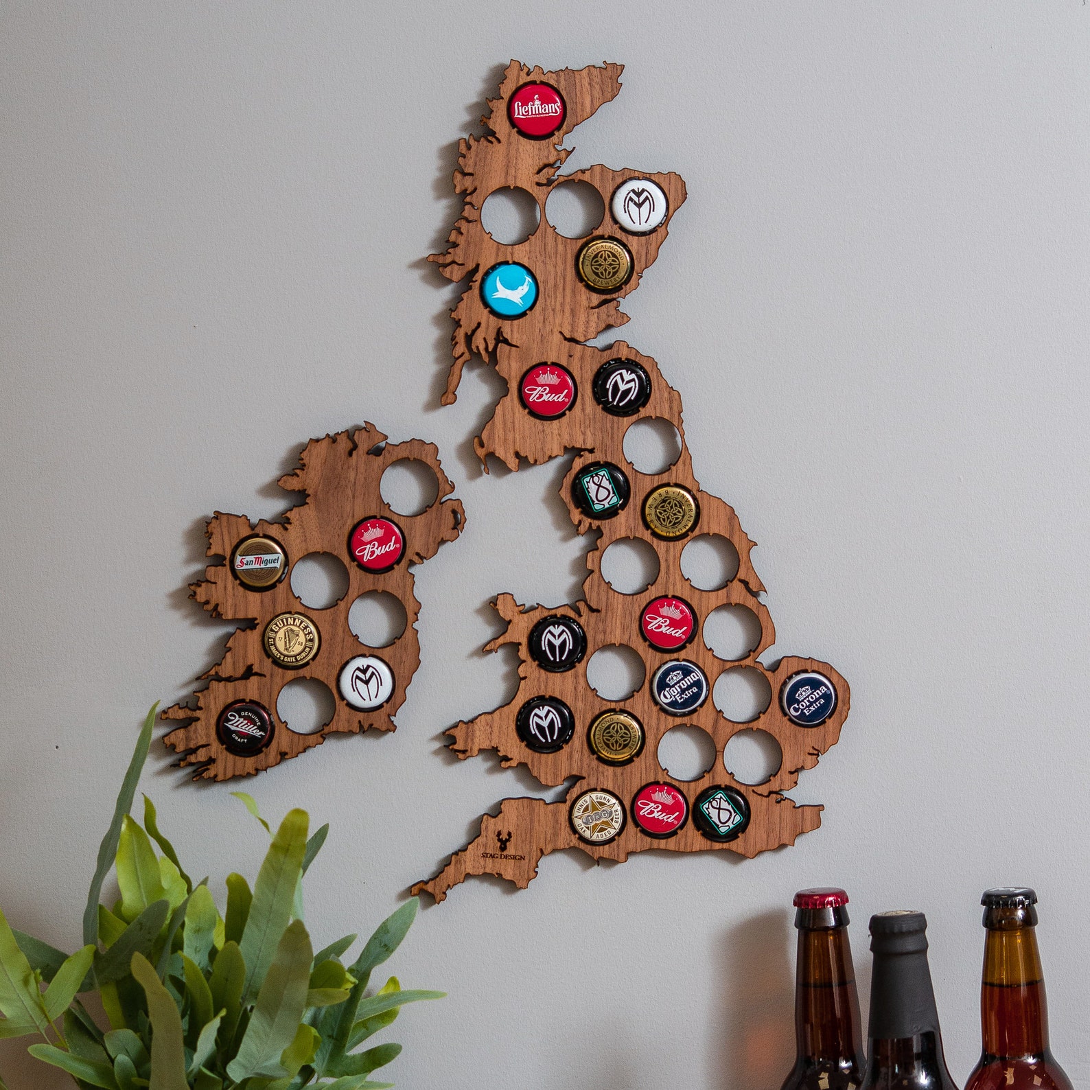 Beer Bottle Cap UK and Ireland Map Personalised Bottle Cap Etsy