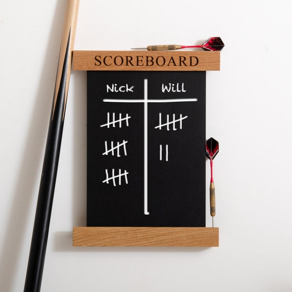 Personalised Chalkboard Wooden Scoreboard Games Room Chalkboard Floating Framed Notice Board Score Card Board Personalised Gift Chalk Board