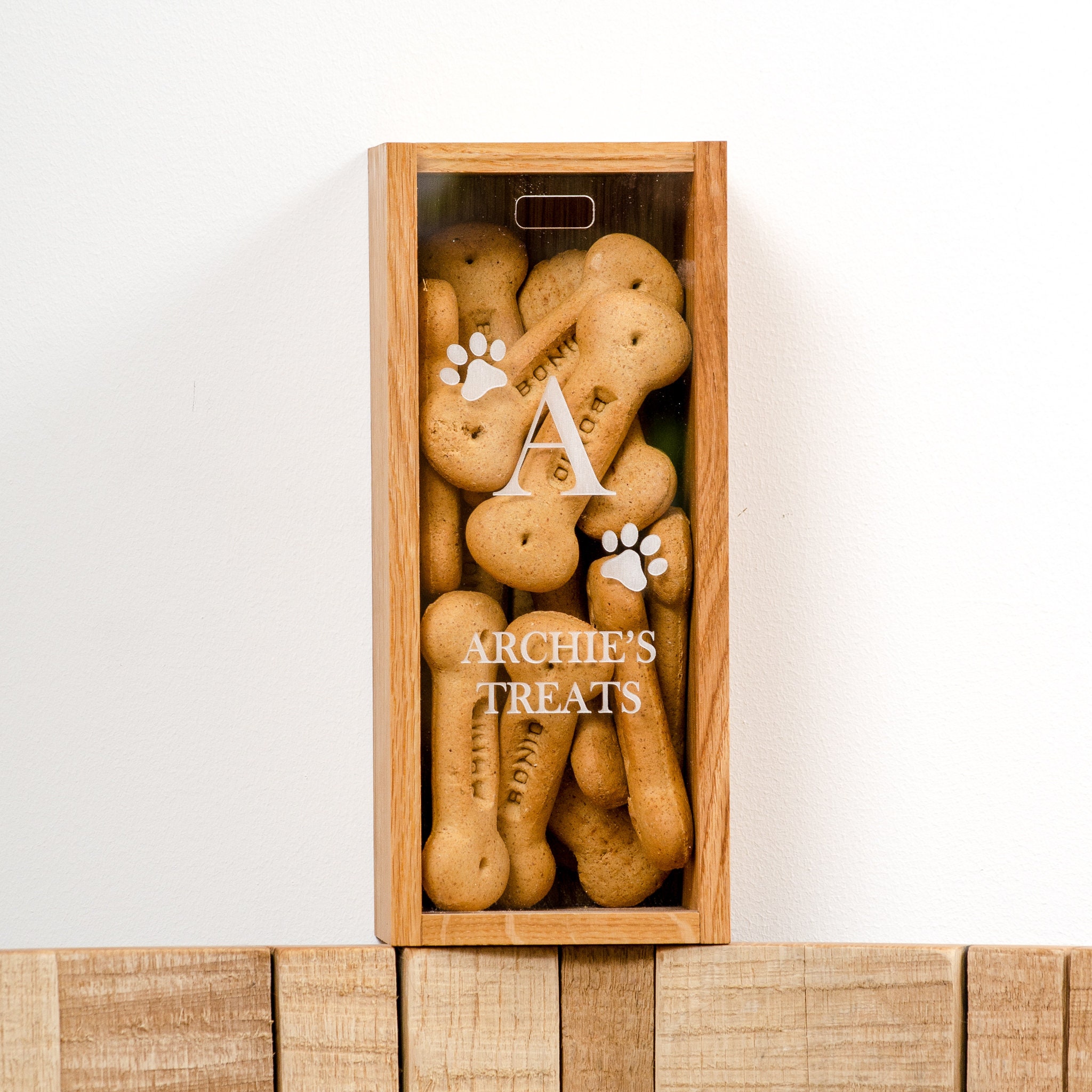 Personnalisé Chiens Friandises Boîte Préférée Animaux de Compagnie Présenter Biscuits Os Nom Chiot d