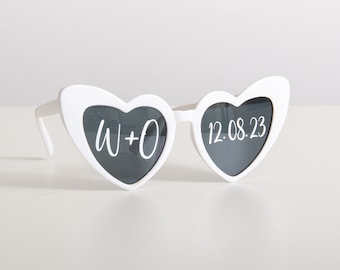 Wedding Sunglasses Personalised Love Heart Sunglasses White Wedding Personalised SunglassesWedding Video Wedding Date Initials Wedding Gift