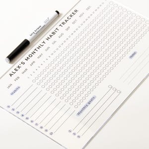 Monthly Habit Tracker Sign Monthly Planner Habit Journal Stand Desk Organiser Acrylic Weekly Daily Yearly Wipable Reusable Calendar 2025