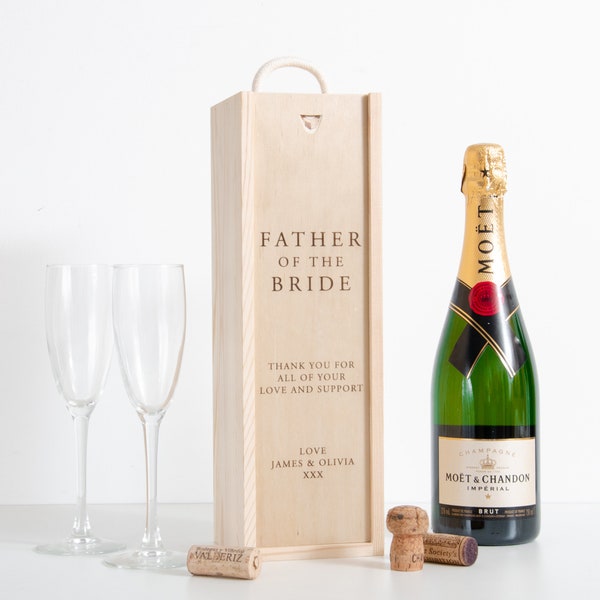 Coffret biberon personnalisé père de la mariée père du marié cadeau de mariage parents parents personnalisé coffret coffret biberon en bois