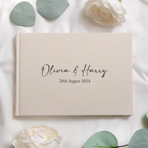 Personalised Linen Wedding Guest Book | Custom Names & Date | Wedding Guestbook Gift | Reception Memory Book | Photo Album | Linen Guestbook
