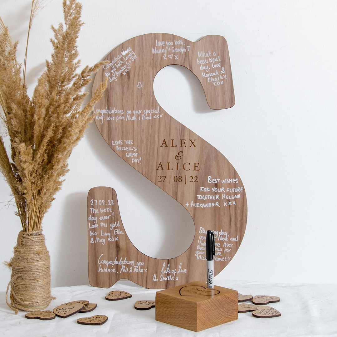 Wedding Guest Book Personalised Letter Wedding Sign Wooden - Etsy