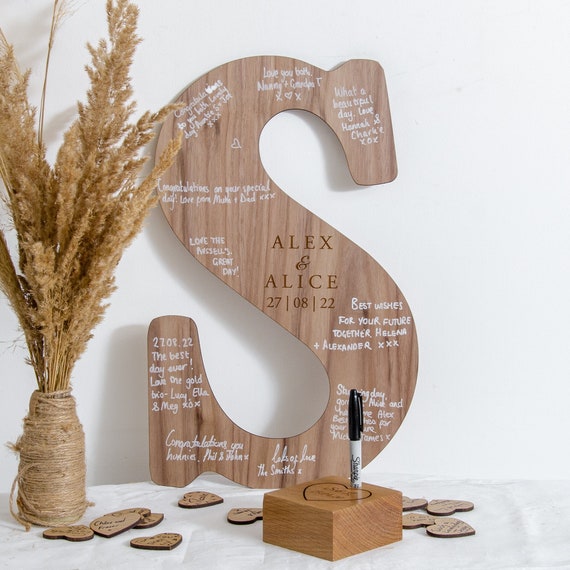 Wedding Guest Book Personalised Letter Wedding Sign Wooden Wedding Decor  Initial Guestbook Alternative Wedding Guest Book Wedding Sign Decor -   Norway