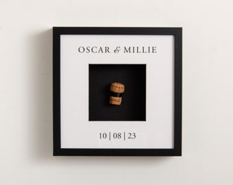 First Toast Cork Saver Memory Box Frame Engagement Couple Wedding Gift Present Champagne Cork Holder Frame Wedding Toast Cork Memories