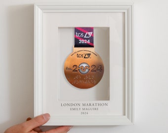 Cadre souvenir médaille Boîte souvenir médaille marathon personnalisé Collection de cadres photo marathon de Londres Ironman Race cadeau cadeau cadre