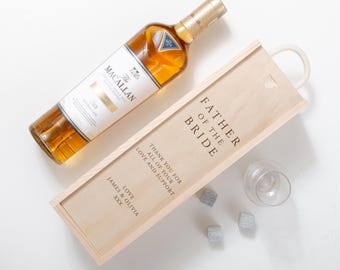 Father Of The Bride Personalised Bottle Box | Father Of The Groom Personalised Parents Wedding Gift |Wooden Mother of the Bottle Box Gift