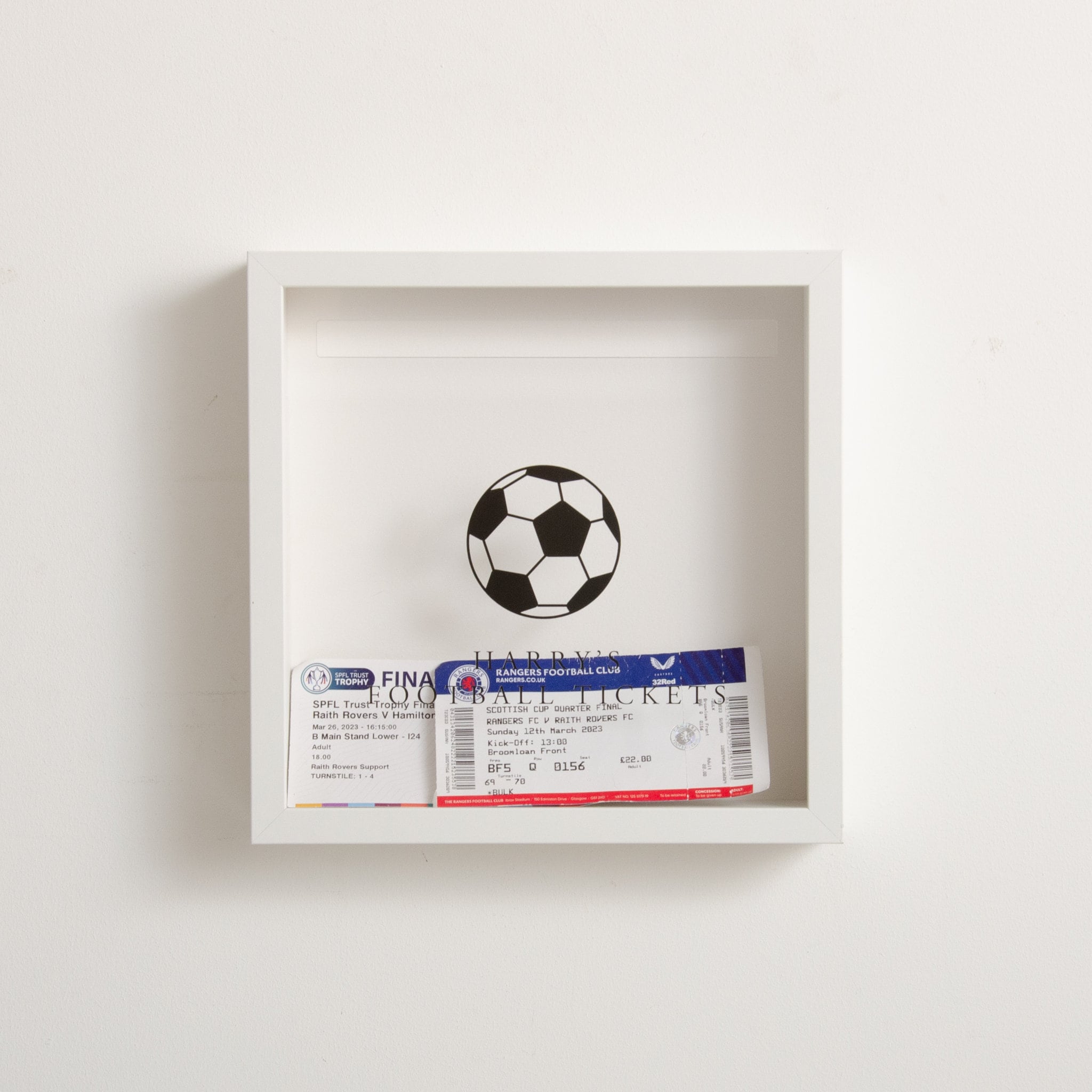 Tickets Box Frame Personalised Football Tickets Memory Box | Team Keepsake | Picture ...