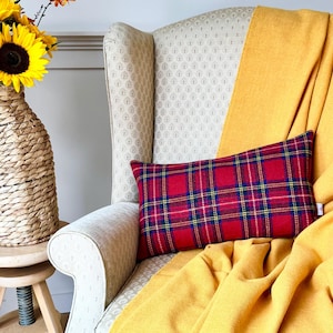 Harris Tweed Royal Stewart Tartan - 50x30cm/20"x12” Lumbar Cushion Cover with Duck Feather Filled Insert Option