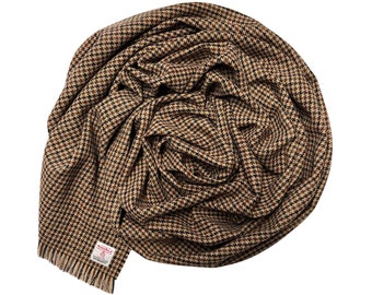 Harris Tweed Dunmore Houndstooth Pure Wool Wrap Blanket