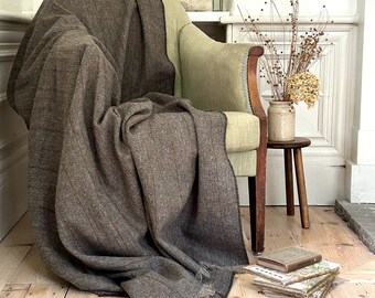 Harris Tweed Hazel Herringbone - Luxury Large Pure Wool Throw Blanket - 150x200cm/59x79&quot;
