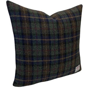 Harris Tweed Heather Glade Tartan 18 Cushion with Duck Feather Filled Insert zdjęcie 3