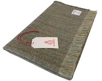 Harris Tweed Green & Fawn Herringbone Lap Blanket 75cm/30" x 100cm/40"