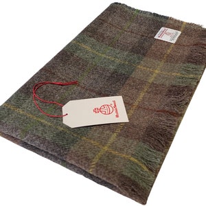 Harris Tweed Brown & Green Tartan Check Lap Blanket 75cm/30" x 100cm/40"