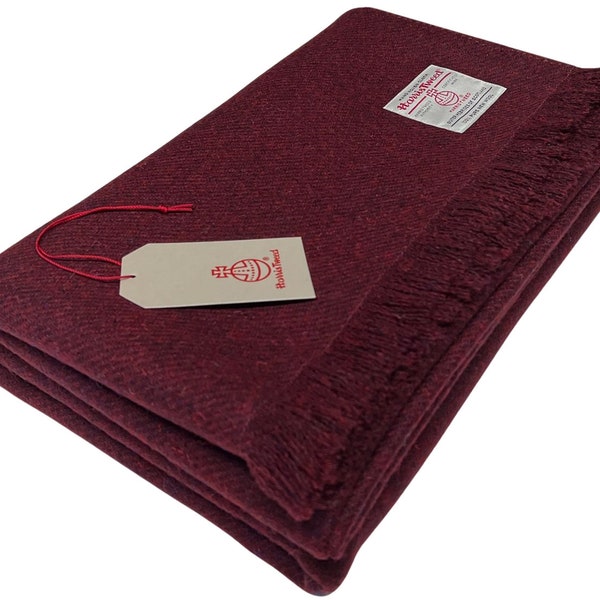 Harris Tweed Luxury Claret Red Large Throw Blanket 150 x 200cm