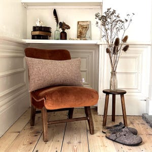 Harris Tweed Latte - 50x30cm/20"x12” Lumbar Cushion Cover with Duck Feather Filled Insert Option