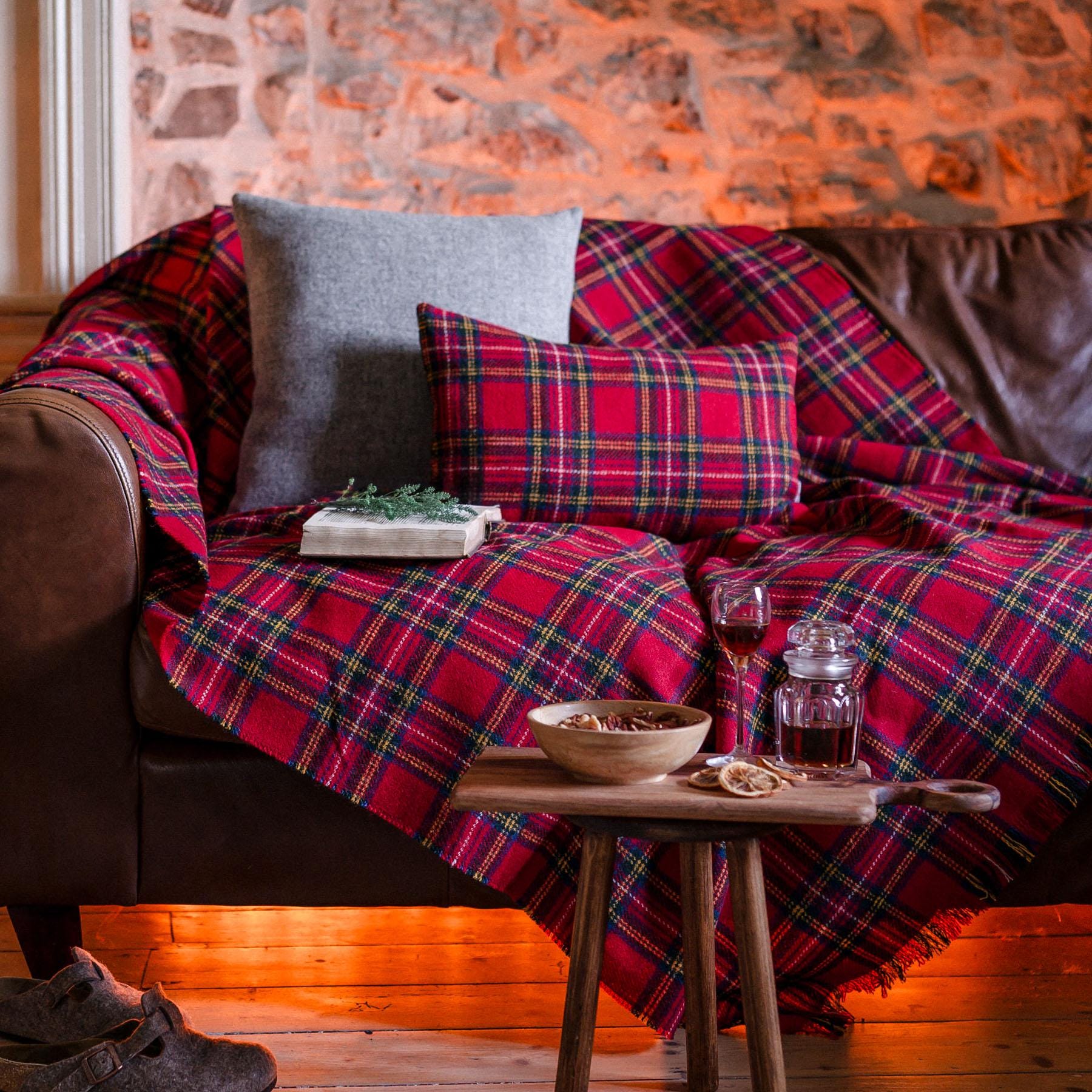 Harris Tweed Royal Stewart Tartan Luxury Large Pure Wool Throw