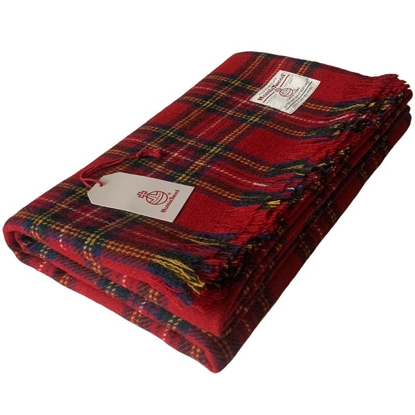 Harris Tweed Luxury Royal Stewart Tartan Extra Large Throw Blanket 150 x 200cm