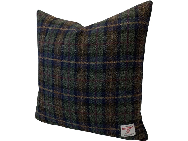 Harris Tweed Heather Glade Tartan 18 Cushion with Duck Feather Filled Insert zdjęcie 1