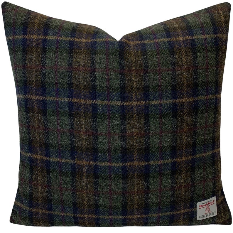 Harris Tweed Heather Glade Tartan 18 Cushion with Duck Feather Filled Insert zdjęcie 2