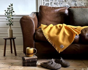 Harris Tweed Mustard - Luxury Pure Wool Lap Blanket - 75x100cm/30x39&quot;