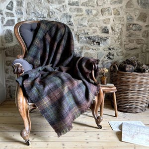 Harris Tweed Oakwoods Tartan - Luxury Large Pure Wool Throw Blanket - 150x200cm/59x79"
