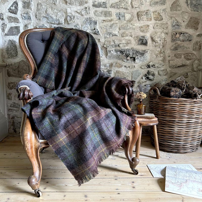 Halkett Crest Tartan Premium Blanket Black