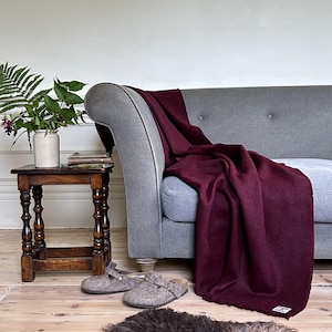 Harris Tweed Claret - Luxury Pure Wool Wrap Blanket - 75x200cm/30x79"