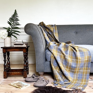 Harris Tweed Sollas Tartan - Luxury Pure Wool Wrap Blanket - 75x200cm/30x79"