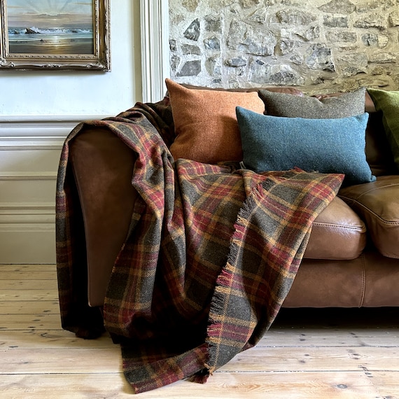 Harris Tweed Moss Gingerbread Wine Tartan Luxury Large Pure Wool Throw Blanket 150x200cm 59x79 Etsy Canada
